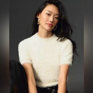 NWT Pilcro Eyelash Baby Sweater Tee in White, Size XL